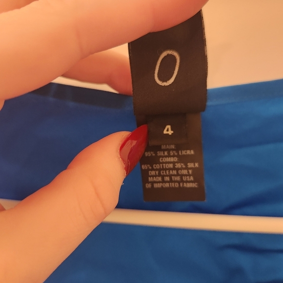 Zero Blue Dress Sleeveless Open Back Square Neck Size 4 Midi Silk #Z551 - Picture 3 of 6